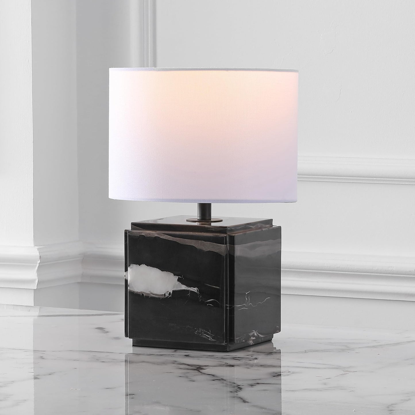 SAFAVIEH Couture Lighting Collection Zahra Black/White Marble 15-inch Dimmable Table Lamp for Bedroom Living Room Home Office Desk Nightstand (LED Bulb Included)