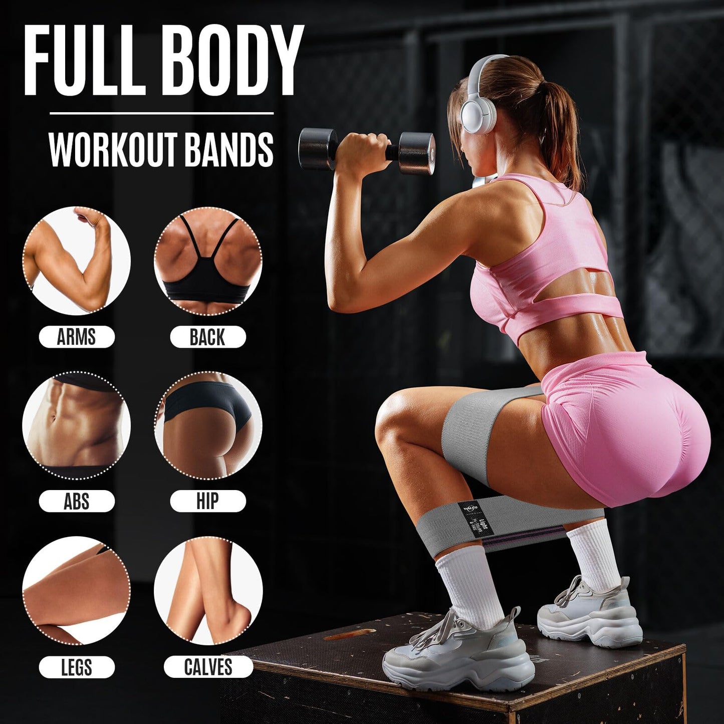 WALITO Resistance Bands for Working Out, Fabric Exercise Bands for Legs and Butt, Workout Bands for Women and Men, Booty Band for Yoga Starter Set, Pilates, Rehab, Fitness and Home Workout