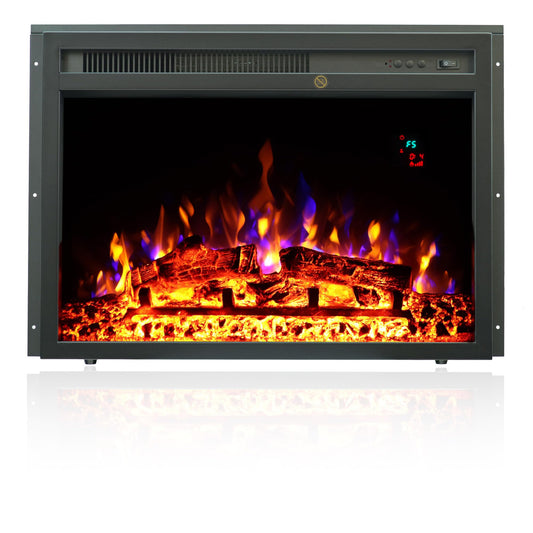 23" Electric Fireplaces Inserts, Recessed Fireplace Heater with Thermostat, 5 Flame&Fuel Bed Brightness,Timer