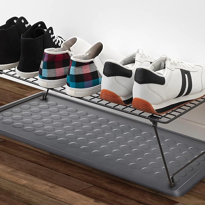Heavy Duty Floor Protection Tray - Weather Resistant Plastic Utility Shoe Mat for Indoor and Outdoor Use in All Seasons, Muddy Tray, Black 29x15x1 INCH