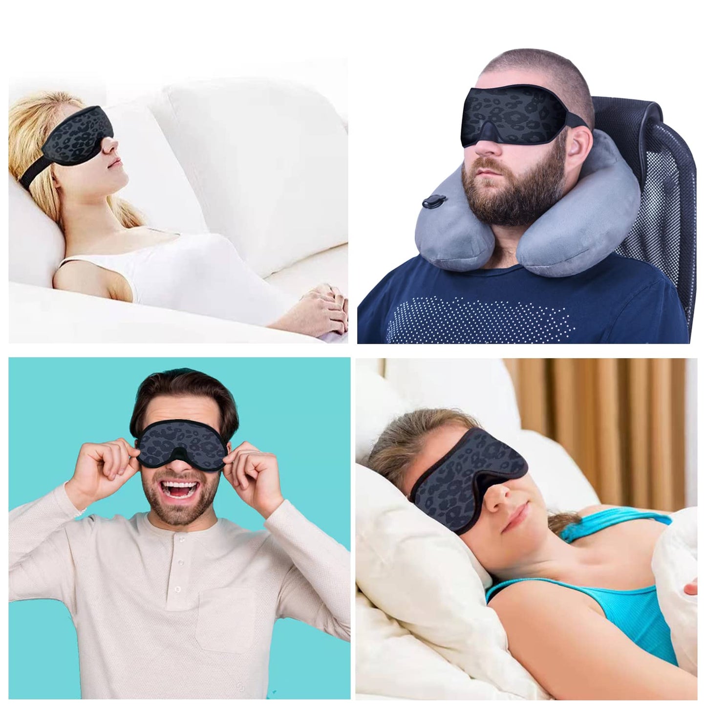 2023 Fashion Sleep Mask, Sleeping Mask for Women, 100% Blackout Eye Mask, Soft Covering Strong Light, Suitable for Travel/Yoga/Nap (Leopard Print)