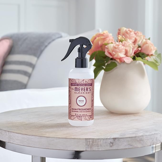 MRS. MEYER'S CLEAN DAY Room and Air Freshener Spray, Non-Aerosol Spray Bottle Infused with Essential Oils, Limited Edition Rose, 8 fl. oz - Pack of 3