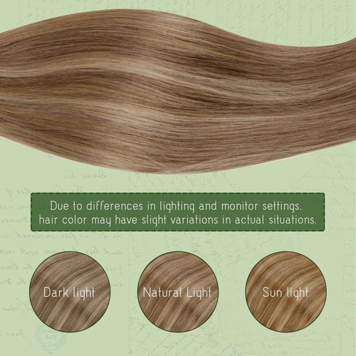 RUNATURE Clip in Extensions Human Hair 10"-24" Straight Short/Long Smooth Hair 100g 9pcs Full Head Clip in Human Hair Weave Extensions for Women Girls Ladies 16" #10/16