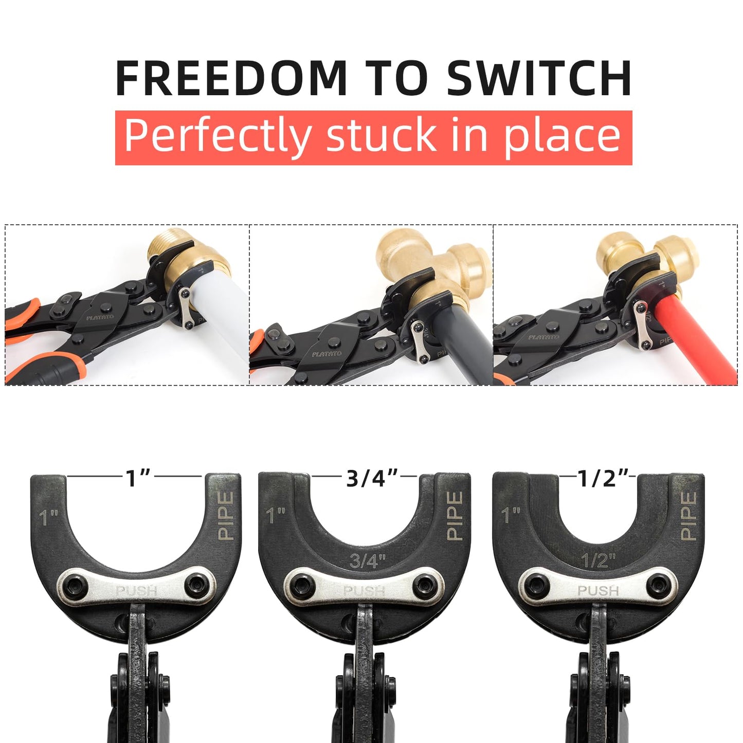 PLATATO Push to Connect Removal Tool Disconnect Tongs Tool for 1/2”, 3/4”, 1” Push in Fittings Plumbing Tools for Removal PEX PVC Copper Pipe