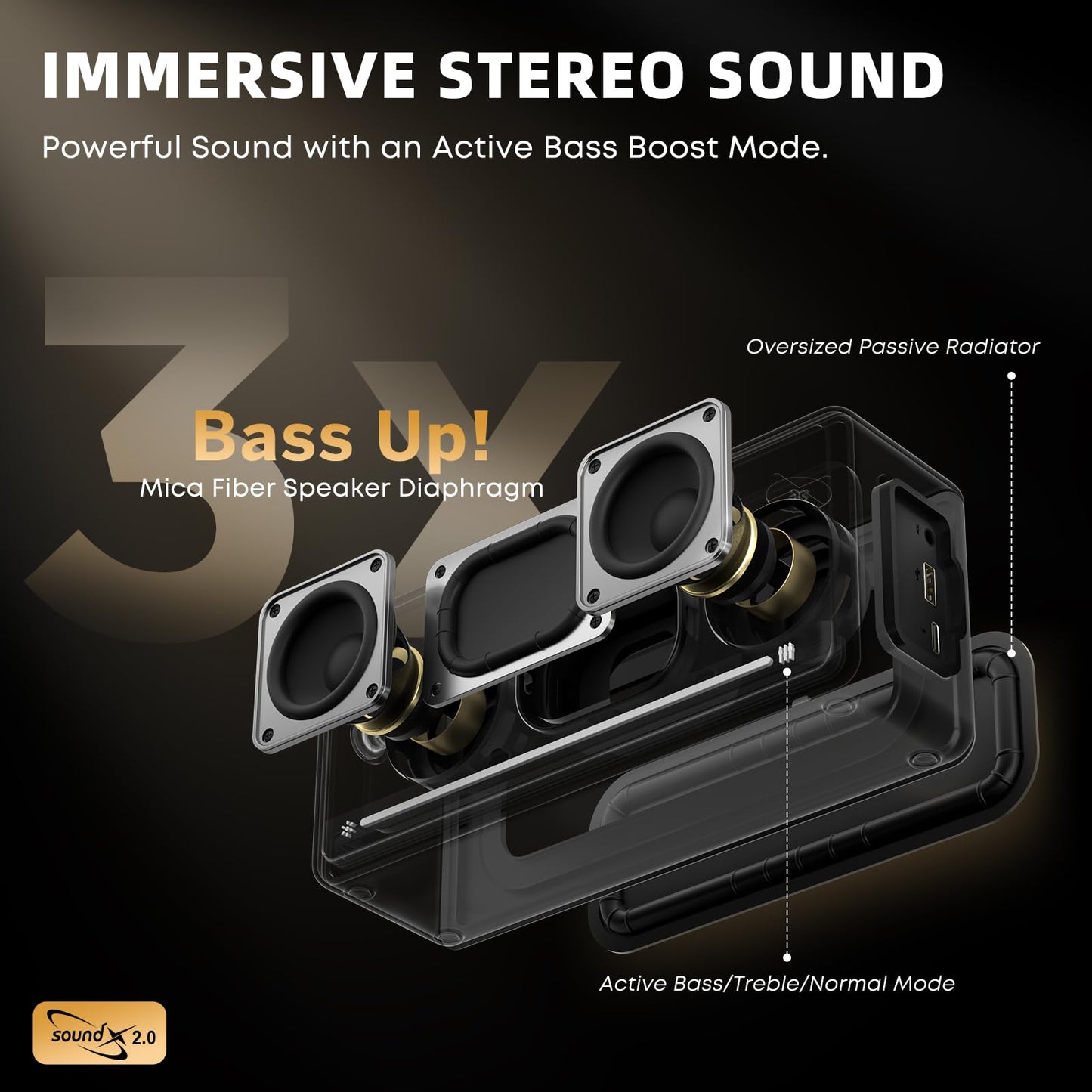 Portable Bluetooth Speakers, Ip67 Waterproof Wireless Speaker With Lights, 40W Loud Stereo Sound, Active Extra Bass, Bluetooth 5