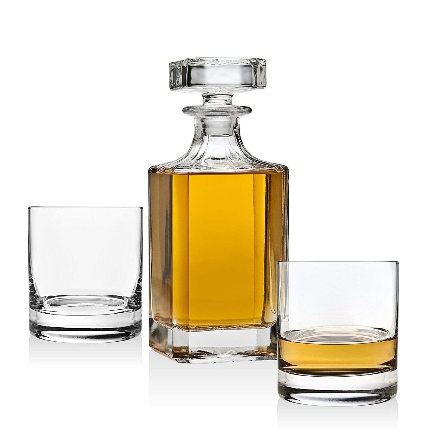 Godinger Clarion Square Whiskey Decanter with Glass Stopper for Wine, Bourbon, Brandy, Liquor, Juice 25 oz, Perfect for Engraving