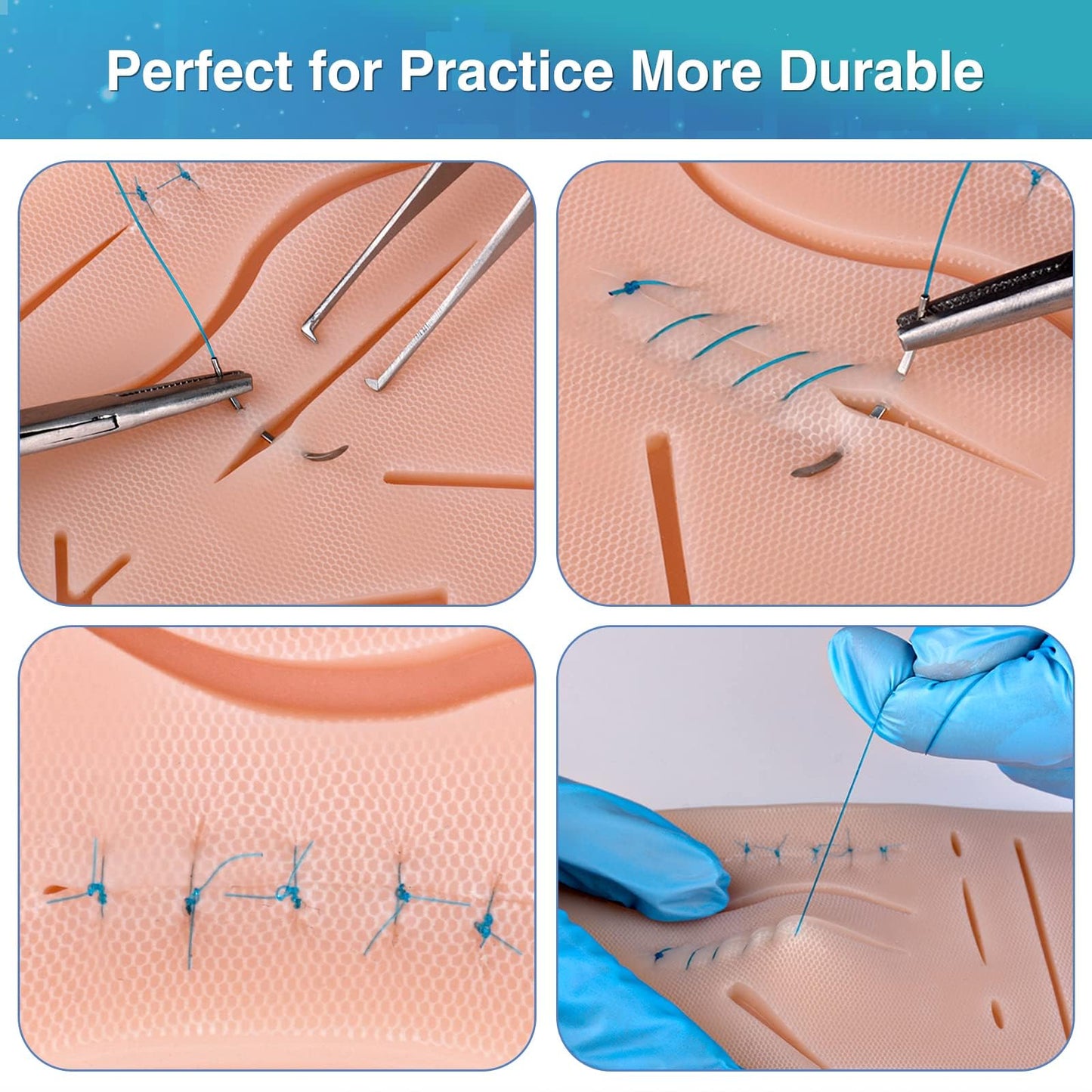 Ultrassist Durable Suture Practice Pad (2 Pads) for Medical and Veterinary Students, Suture Pad Includes14 Pre-Cut Wounds with Rip-Resistant Mesh, Tear-Resistant, Design for Training Only