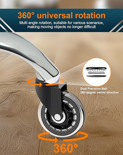 RidRed Office Chair Wheels - Replacement Rubber Wheels - Universal Fit 3 Inch Casters, Heavy-Duty Chair Casters, Noise Free, Fits 98% Chair, for All Floor (5)