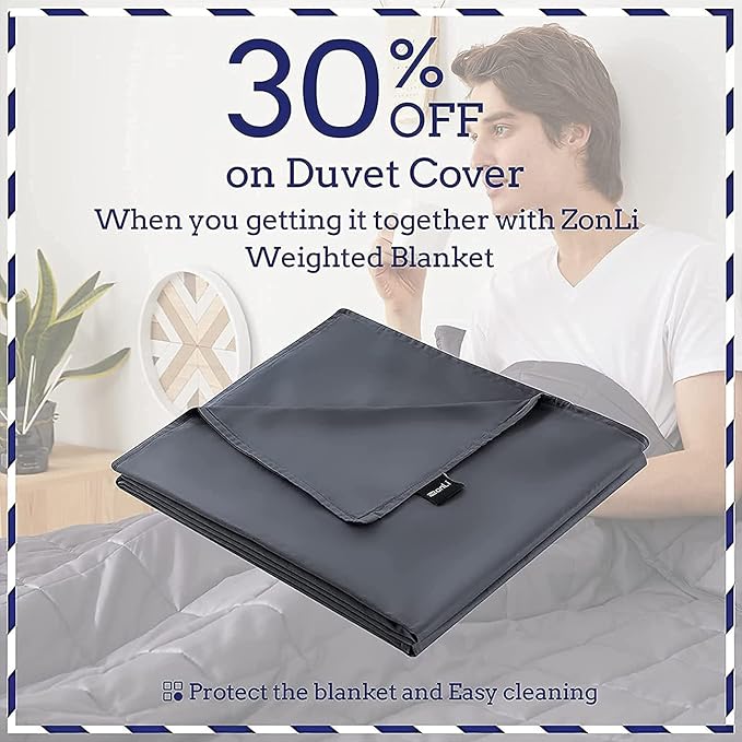ZonLi Weighted Blanket (80"x87", 25lbs, Grey), King Size Weighted Blanket for Adults, 100% Polyester Material with Glass Beads