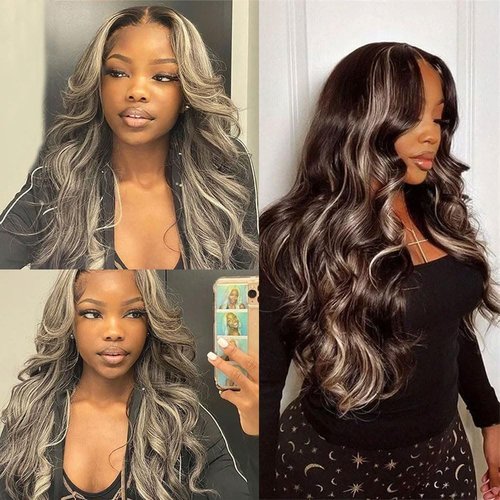 Condescension P4/Grey Human Hair Bundles 16 18 20 inch Body Wave Wave Human Hair Bundles Highlight Chocolate Grey Unprocessed Soft Sewn In Hair with Double Weft for Black Women