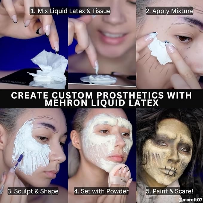 Mehron Makeup Liquid Latex | SFX Makeup | Halloween | Latex Glue for Skin | Prosthetic Glue 1 fl oz (30 ml) (Dark Flesh)