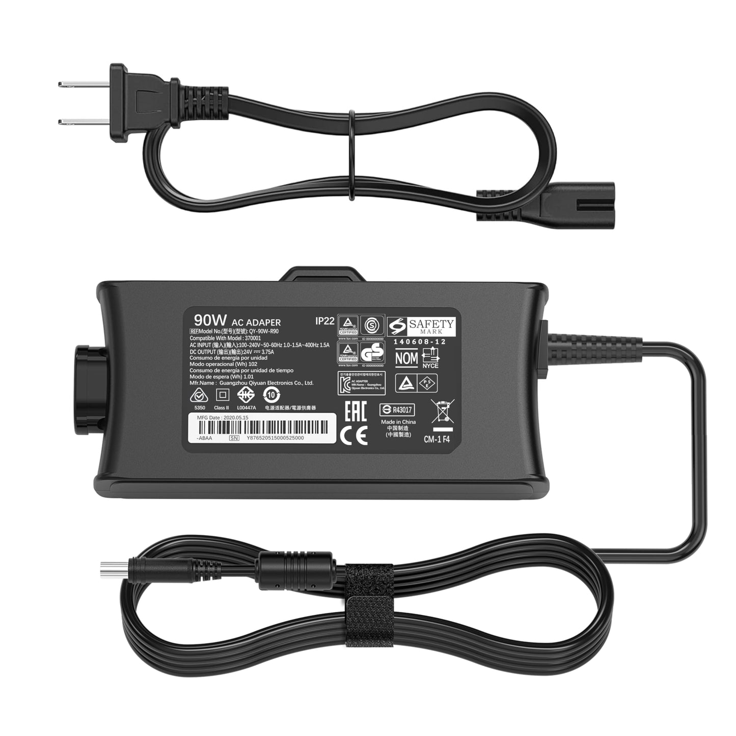 LIFKAHY 90W AC Adapter for ResMed Cpap Airsense 10 Power Cord ResMed aircurve 10 Autoset for Her CPAP Elite Power Adapter for AirCurve 10 and AirCurve 10S 10VAuto 10 ASV Charger (Yellow tip 1 pin)