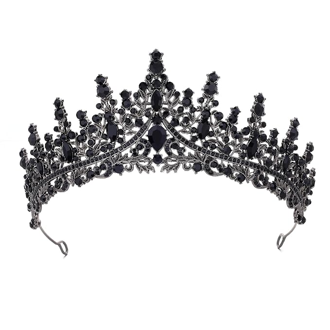Feltent Black Tiara for Women Crystal Queen Crowns Rhinestone Princess Tiaras for Girl Wedding Headband for Bride Hair Acc...