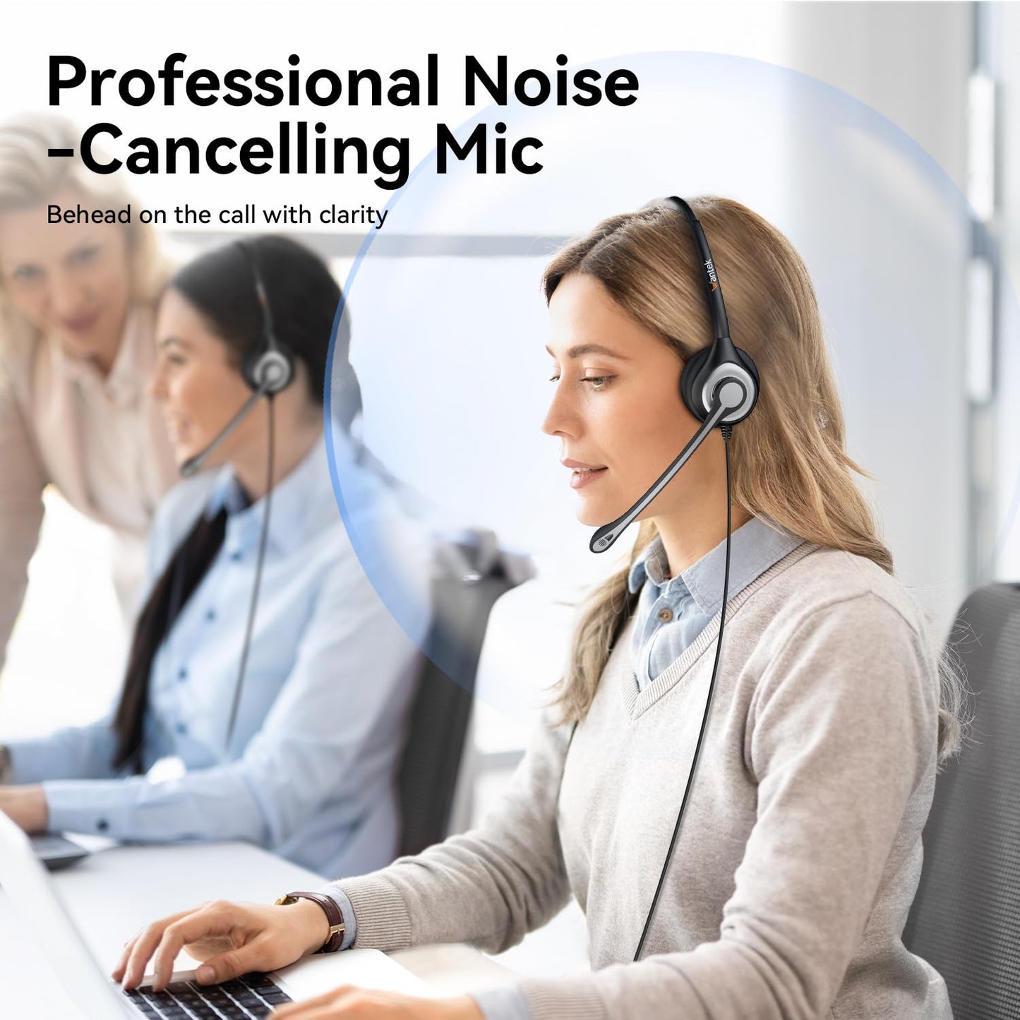 Headset Wtih Mic, Usb Headset With Microphone For Pc, Computer Headset With Noise Canceling Microphone With Mute For Home Office