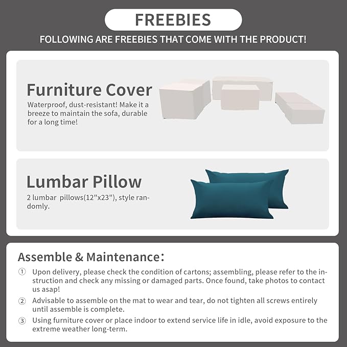 Outdoor Patio Furniture 60000 BTU Outdoor Propane Fire Pit Table Patio Furniture Set 45 In Outdoor Fire Pits 6 Pieces Patio Sofa Outdoor Chairs Anti-slip Cushions Waterproof Covers, Peacock Blue