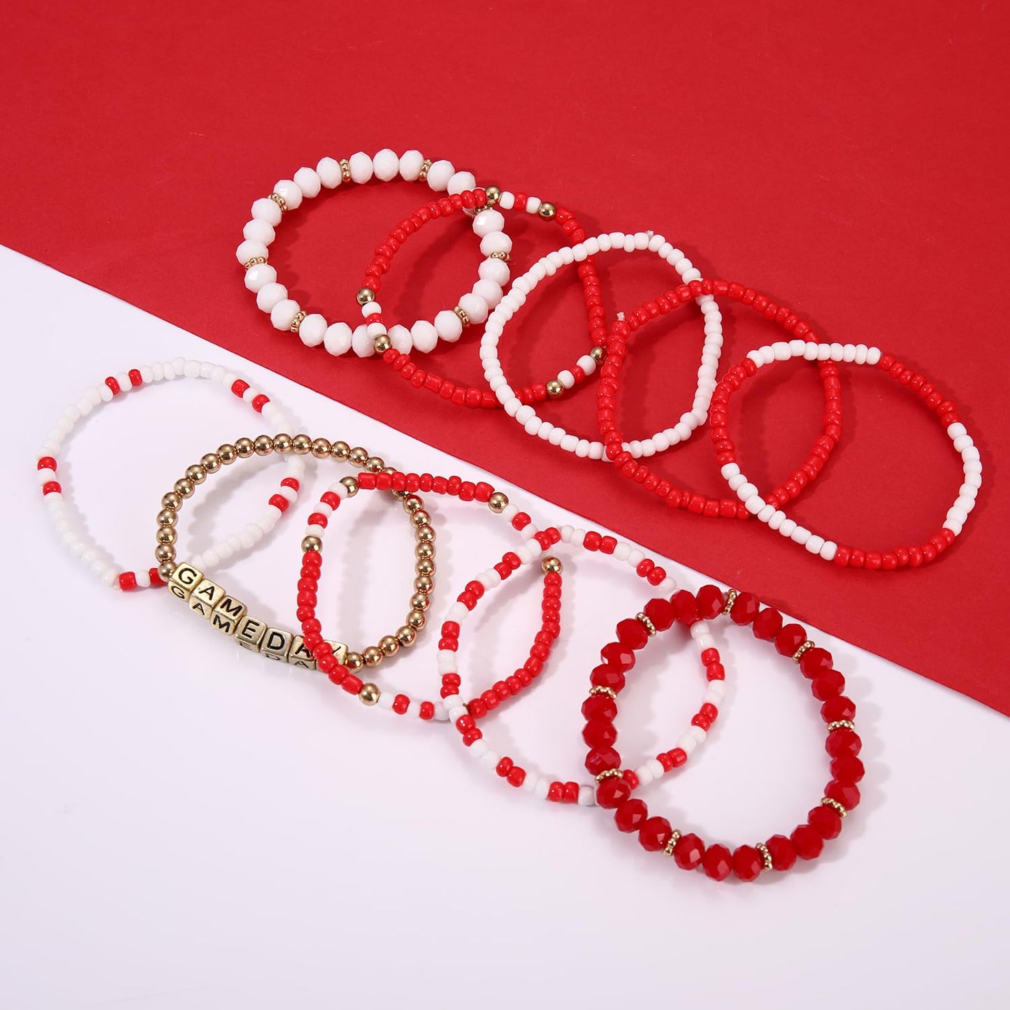 ZOLEAROPY Game Day Bracelets Stack Football Bracelets for Women Men Stackable Game day Bracelet Accessories Football Mom Outfit