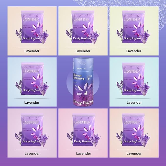 Lavender Shower Steamers Aromatherapy - Birthday Gifts for Women, 8 Pack Shower Bombs with Essential Oils, Stress Relief, White Elephant Christmas Gifts, Stocking Stuffers for Adults, Teen