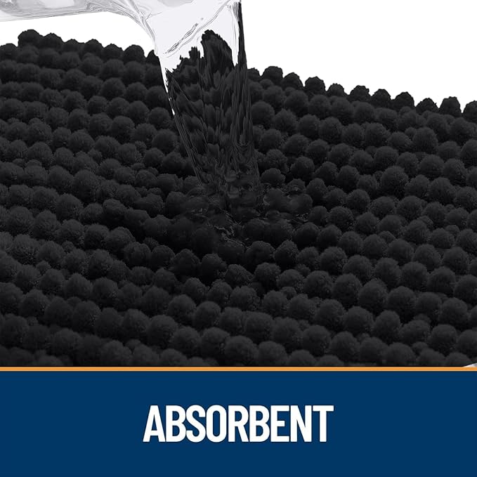 OLANLY Dog Door Mat for Muddy Paws 70x24, Ultra Absorbent Chenille Mud Doormat, Non-Slip Washable and Dirt Trapping Doormat for Indoor Entryway, Quick-Dry Indoor Pet Bed Mats for Dogs, Black