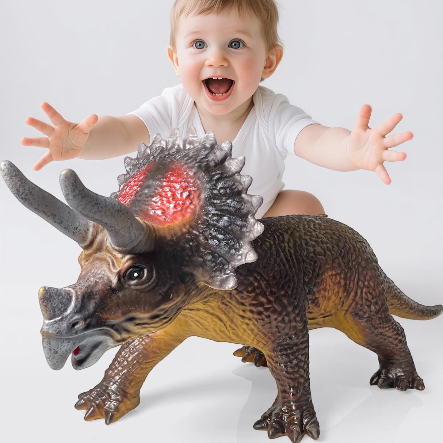 Gzsbaby Dinosaurs King Giant Triceratops Dinosaur Toy – 32 inches Realistic Lifelike Dinosaur Figure, Jumbo Dino Toys for Kids Toddler 3-5 5-7 Years, Perfect Party Favors, Birthday Gifts