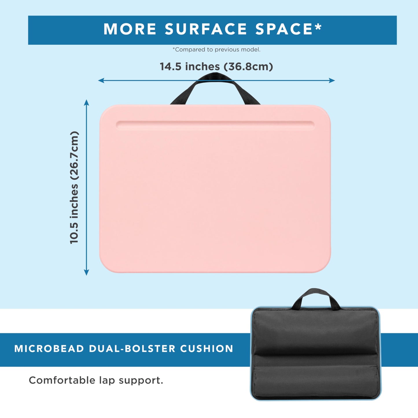 LAPGEAR Compact Lap Desk - Fits up to 15 Inch Laptops - Rose Quartz - Style No. 43104