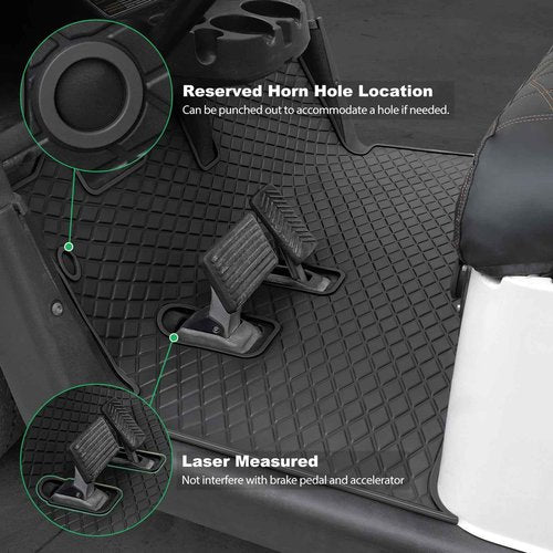 LEAPGOMAX EZGO RXV Floor Mat, Full Coverage Golf Cart Floor Liner Mat Replacement for EZGO RXV (2008-2022) & 2Five (2009+) Non-Slip&Easy to Clean-Black Trim