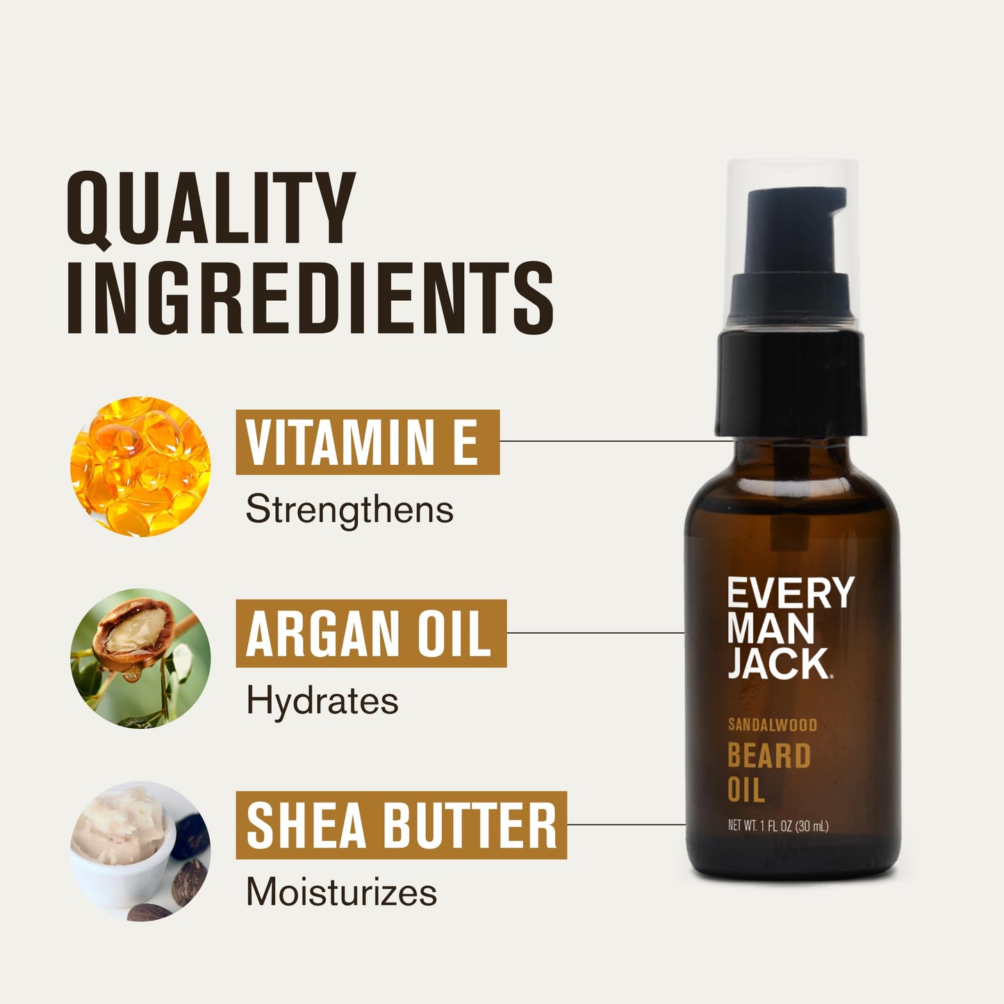 Every Man Jack Mens Beard Oil - Subtle Sandalwood Fragrance - Deeply Moisturizes and Softens Your Beard and Adds a Natural Shine