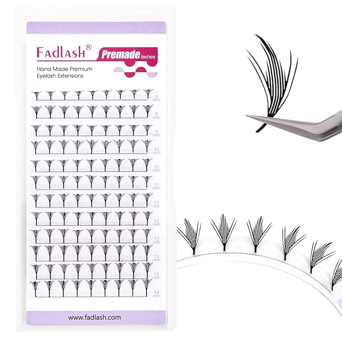Premade Lash Fans Natural Anime Lashes 0.07 C Curl Manga Lashes Soft Black Eyelash Extensions for Professional Salon Use by FADLASH (0.07-C-8-14mm)