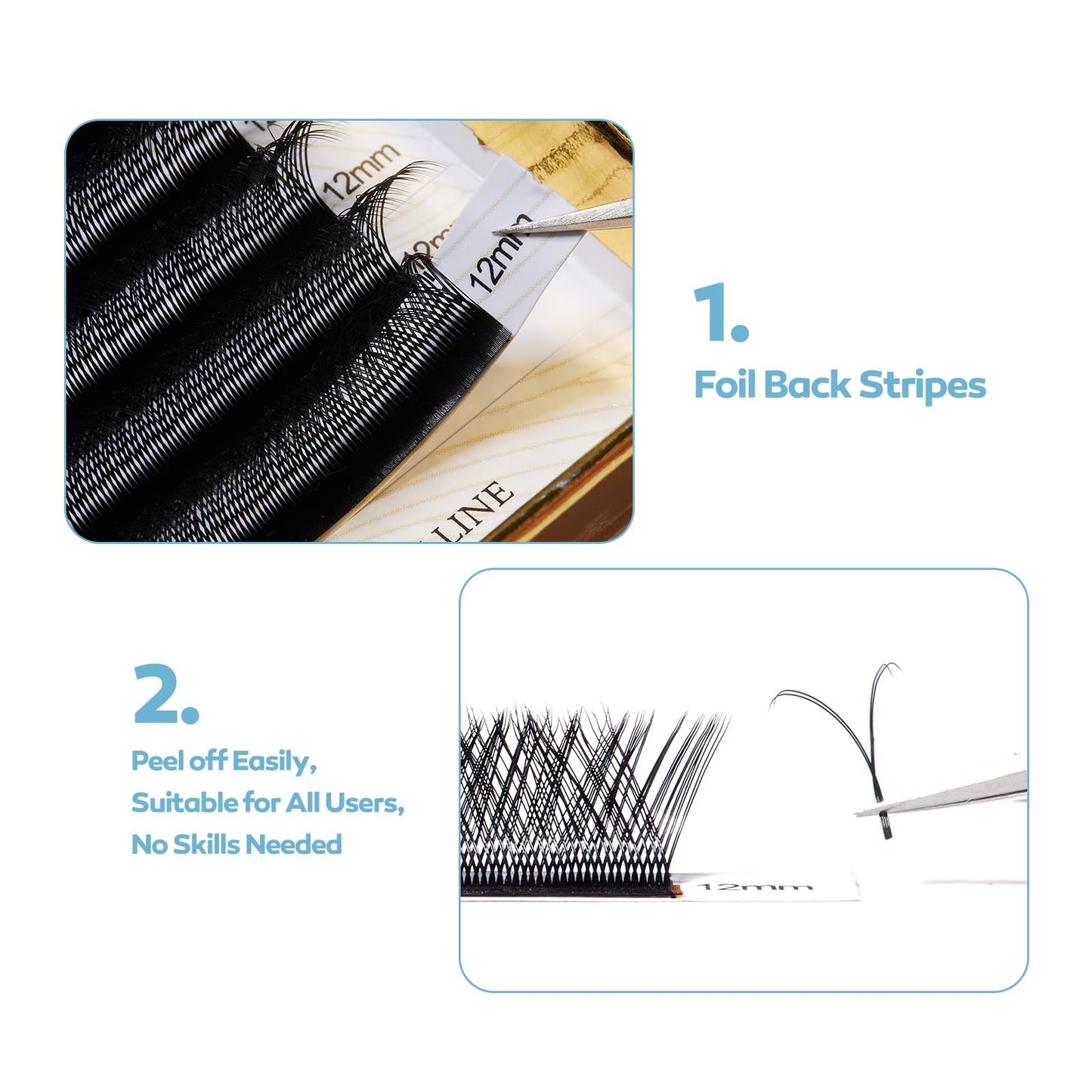 DeceMars Two Tip YY Eyelash Extensions Supplies D Curl 0.07mm Thickness 14mm Soft Lash Trays Premade 4D Easy Fan Y Shaped Volume