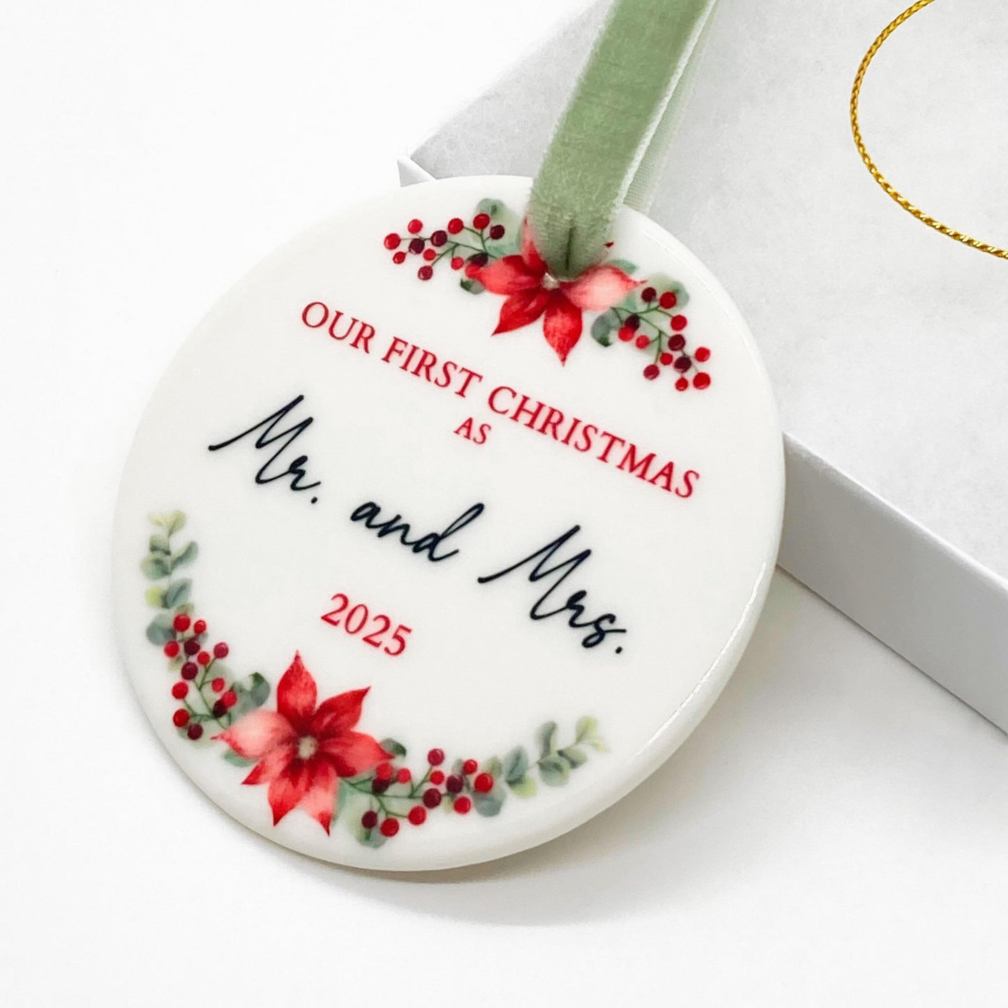 First Christmas Married Ornament 2025 Wedding Gifts for Couples, Wedding Bridal Shower Gifts for Bride, Just Married 1st Xmas Newlywed - Our First Christmas as Mr and Mrs Ornament