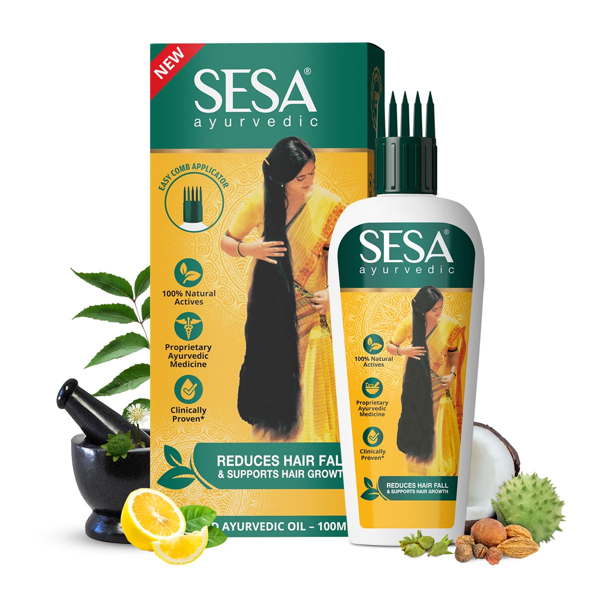 sesa Ayurvedic Hair Oil 5000 Year Old Kshir Pak Vidhi, Bhringraj & 17 Rare Herbs with 5 Nourishing Oils All Types NO Mineral 100