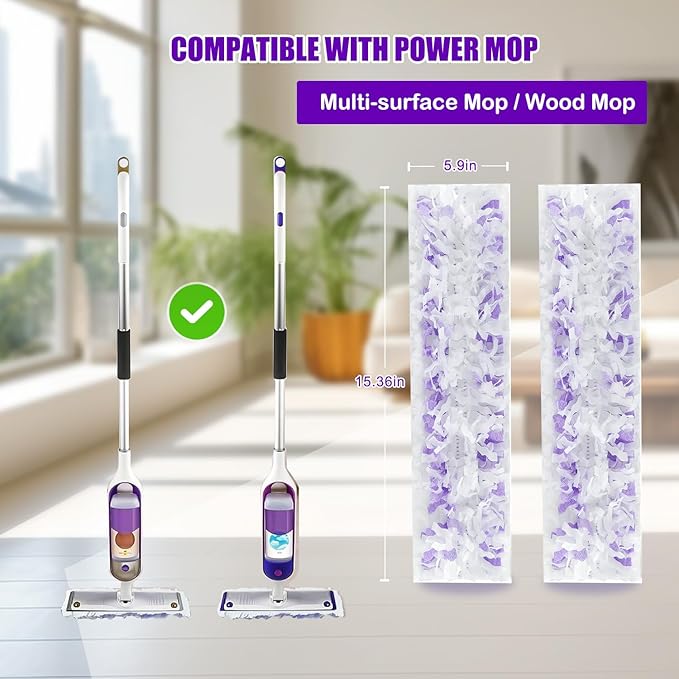 24 Pack Power Mop Pads for Swiffer Power Mop - Power Mop Refill Pads for All Multi-Surface Hardwood Floor Cleaning, for Swiffer Wet Pads Refill, 12 Layers Thickened Durable | Heavy-Duty Absorbent