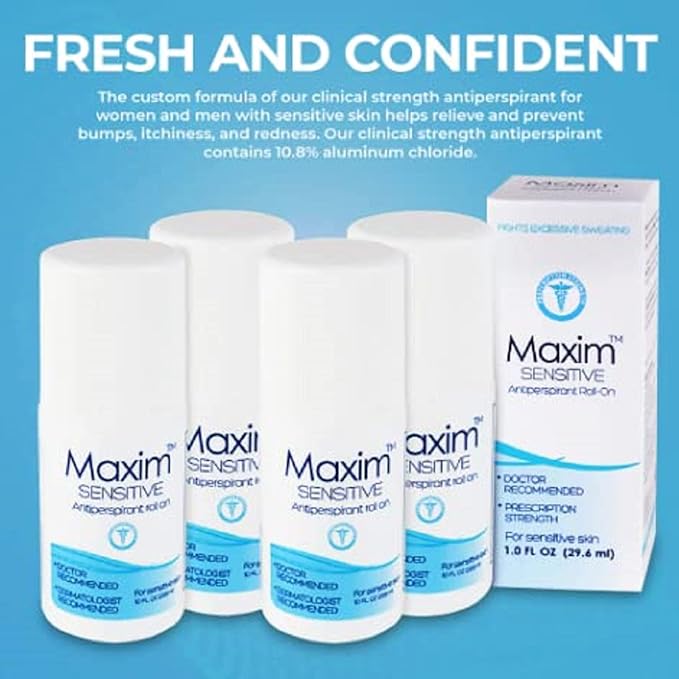 Maxim Antiperspirant Deodorant – Pack of 4 – Sensitive Clinical Strength Roll On by Maxim Lighting