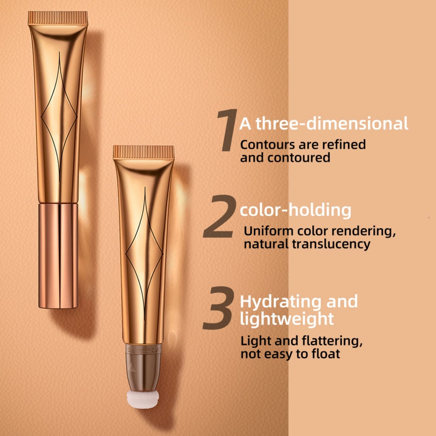 Ofanyia Blush Contour Highlighter Wand, Liquid Face Blush Highlighter Contour Stick with Cushion Applicator, Cruelty-free Silky