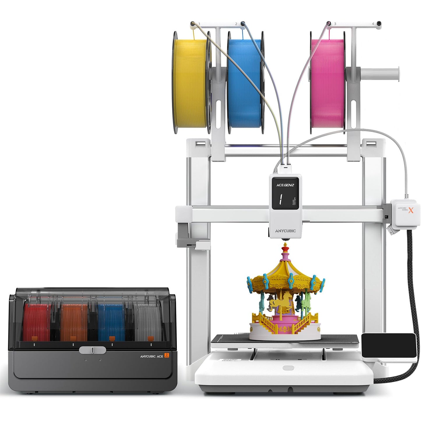 (Bundle Anycubic Kobra X) Anycubic Kobra X 3D Printer + ANYCUBIC ACE 2 Pro, Realize 7 Color,Perfect for Family DIY Projects