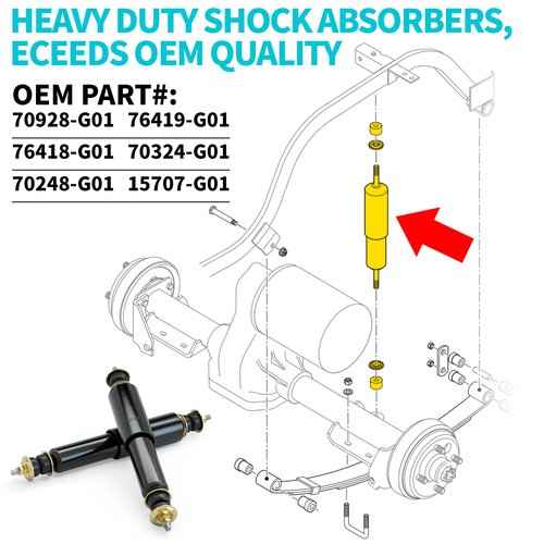 10L0L Upgraded Golf Cart Front Rear Shock Absorber for EZGO TXT 1994-up, EZGO Medalist & Marathon 1970-1994 RXV 2014-up(Rear), OEM# 70928-G01 76419G01, 4 PCS