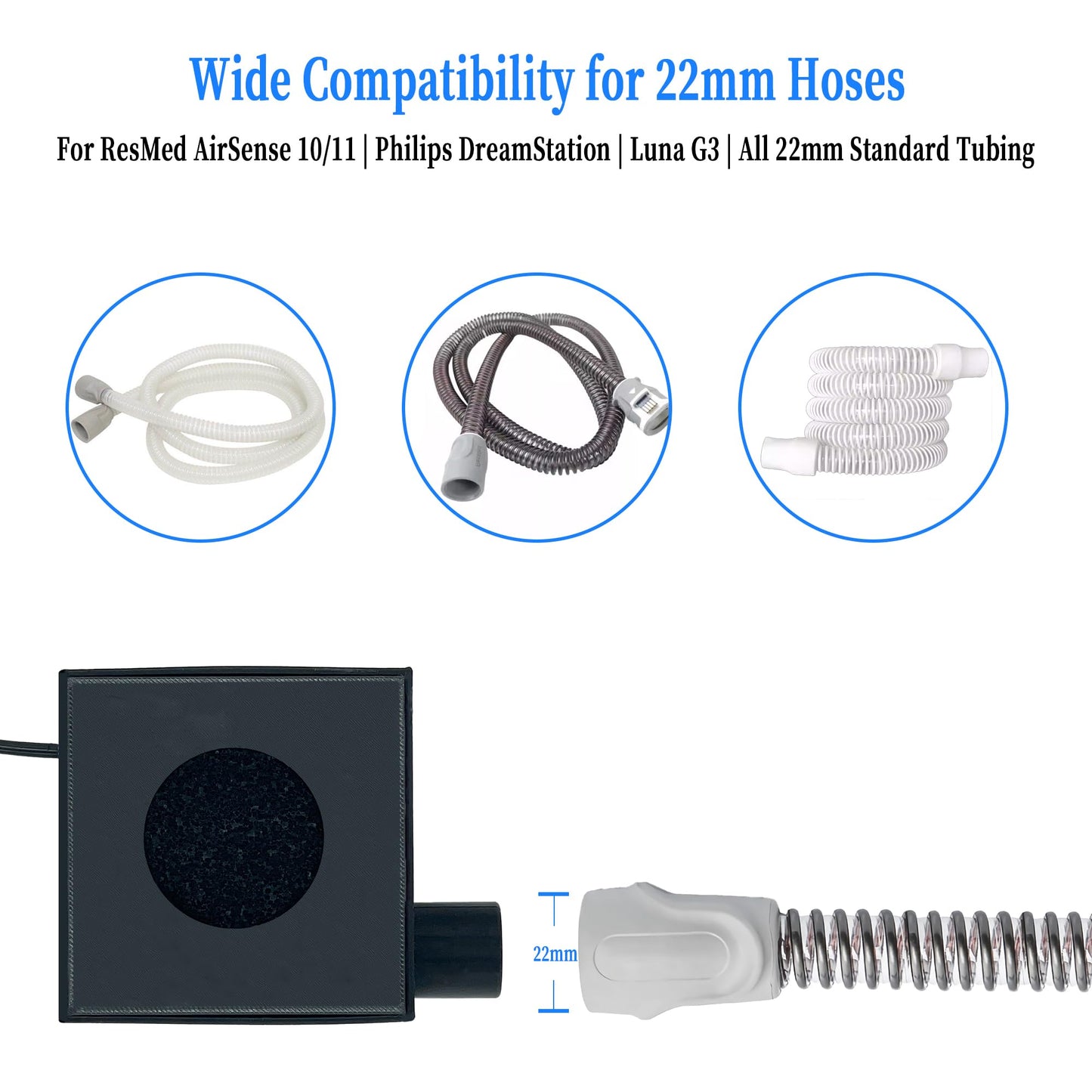 CPAP Hose Dryer with Air Filtration & USB Interface, Blower Fan for Universal 22mm Tubing & Resmed Airsense, Quick Drying BIPAP Cleaning Supplies, Easy to Use Kit