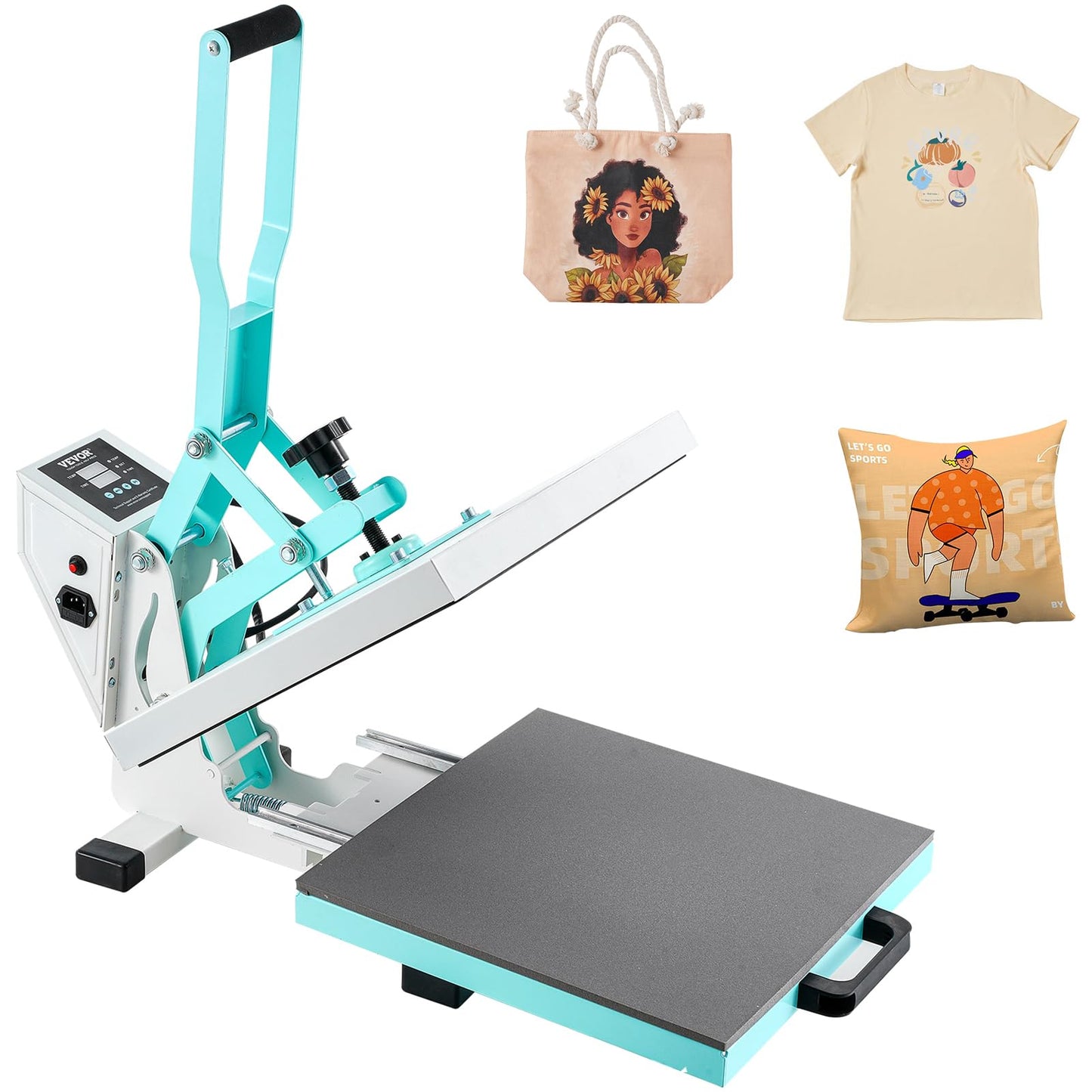 VEVOR Heat Press 15x15, High Pressure Heat Press Machine for T Shirts, Slide Out Professional Heat Press for Sublimation, Vinyl, Heat Transfer Projects, Heats Up Fast & Evenly, Green