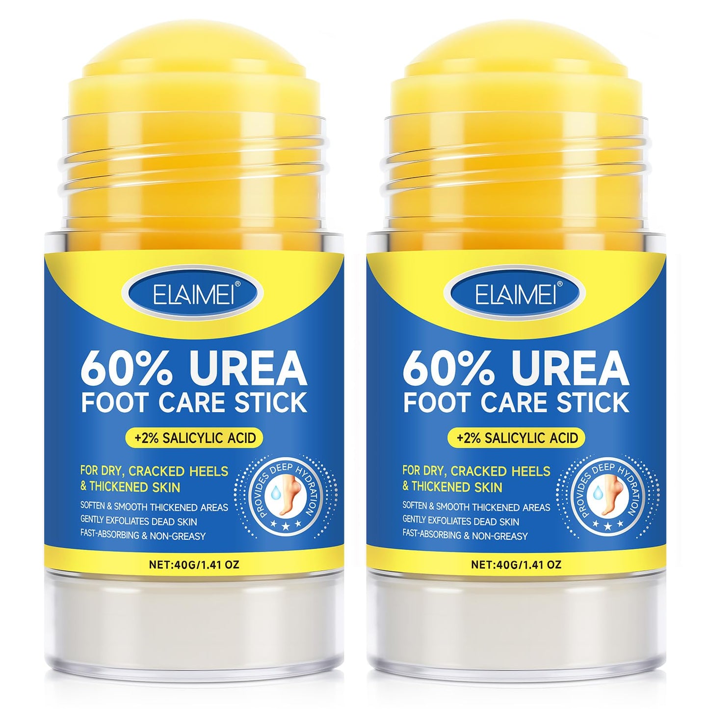 Bieyoc 60% Urea Cream with 2% Salicylic Acid, Urea Foot Cream Stick for Cracked Heels, Calluses and Rough Skin, Portable Foot Ba