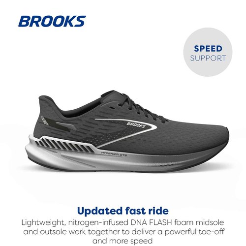 Brooks Women’s Hyperion GTS Supportive Running Shoe - Gunmetal/Black/White - 11 Medium