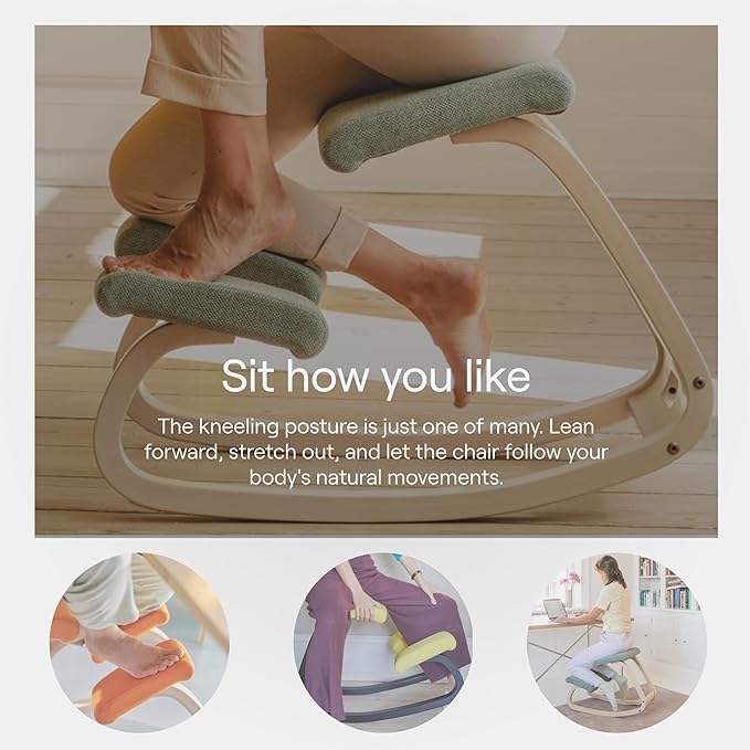 Varier Variable Natural/Blue Ergonomic Office Kneeling Chair – Active Sitting, Rocking Seat for Home, Study & Posture Support – 10 Year Quality Guarantee