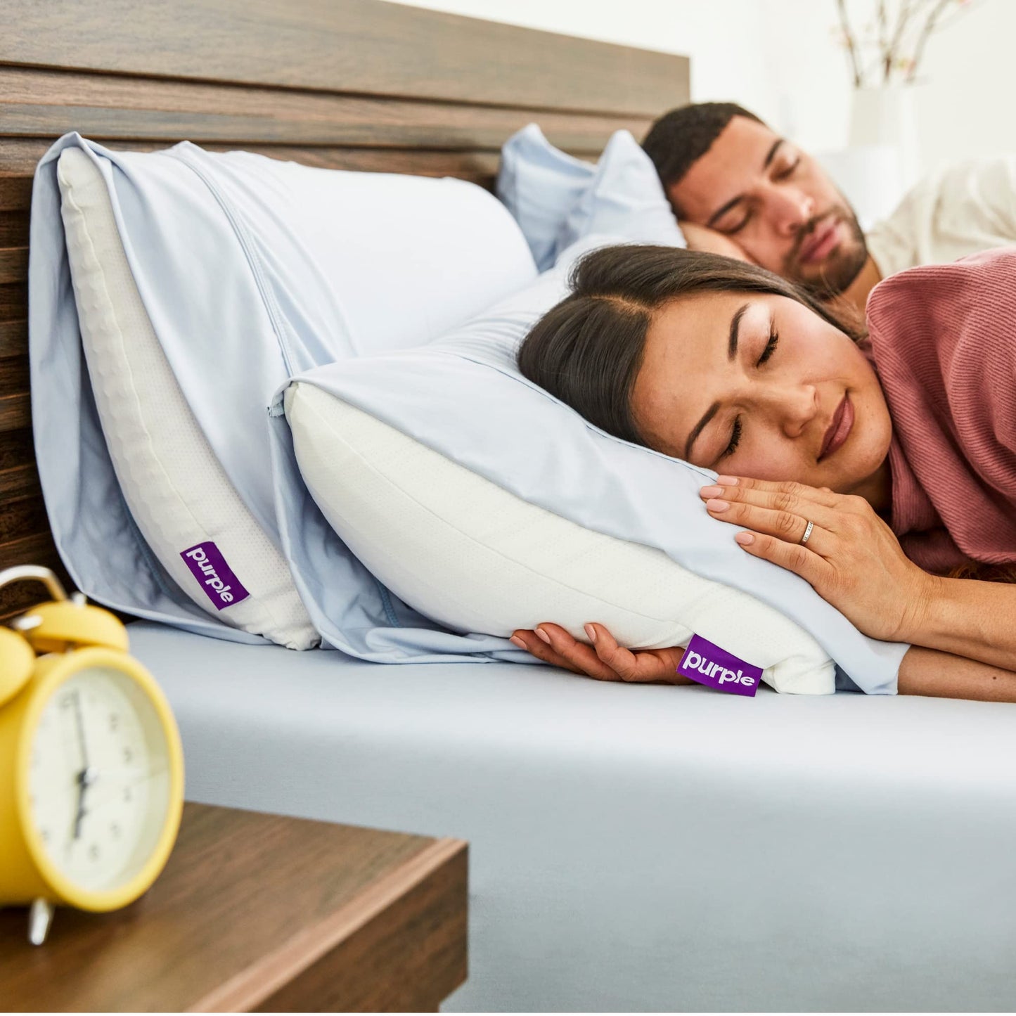 Purple SoftStretch Pillowcase Set, Standard Size, Bamboo Blend, Moisture-Wicking, Silky Smooth, Deep Purple, Fits Most Pillows