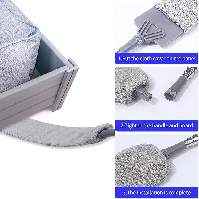 Retractable Gap Dust Cleaner, 4 Microfiber Dusting Cloths Long, Ceiling Fan Cleaner Duster with Stainless Steel Handle Washable Cleaning Tools, Extendable Duster, High Ceiling