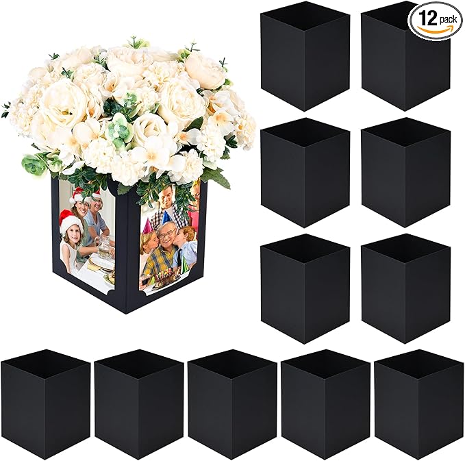 Tongnian 12 Pcs Picture Centerpieces for Table - 6 Inch Photo Display Frame & Hollow Picture Props Box for Congrats Grad D...