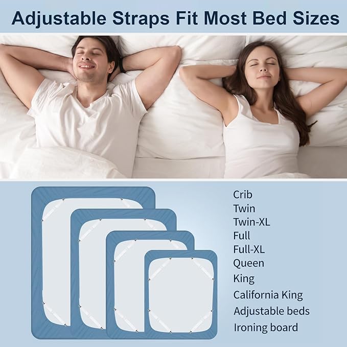 Premium Adjustable Bed Sheet Clips with Elastic Straps and Clips for Securely Holding Sheets in Place, Fits Mattresses from 20" to 79"（Black）