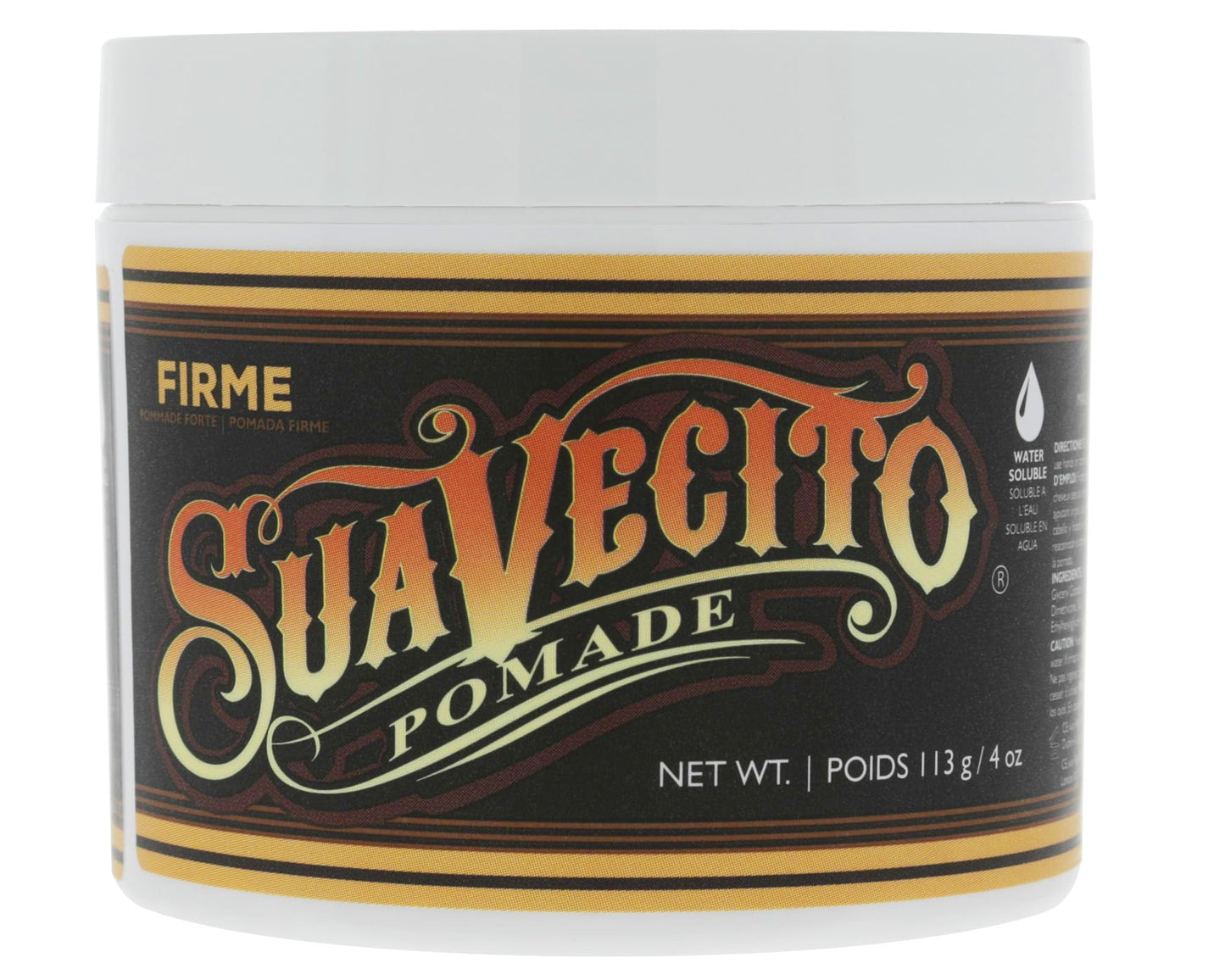 Suavecito Pomade Firme (Strong) Hold 4 oz, 1 Pack - Strong Hold Hair Pomade For Men - Medium Shine Water Based Wax Like Flake Fr