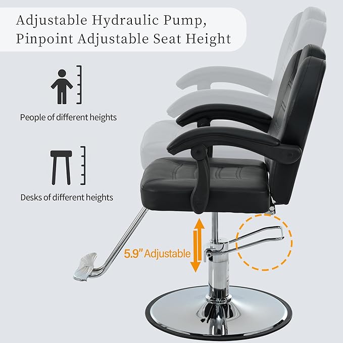 Merax Hydraulic Recliner Barber Chair for Hair Salon with 20% Extra Wider Seat & Heavy Duty Hydraulic Pump, Upgraded Salon Beauty Equipment