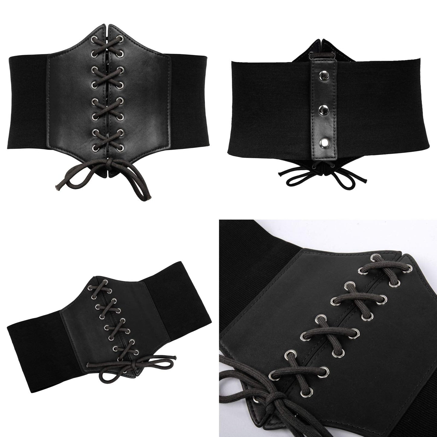 GRACE KARIN Medieval Victorian Costume Dress Corset (L,Black+Coffee)