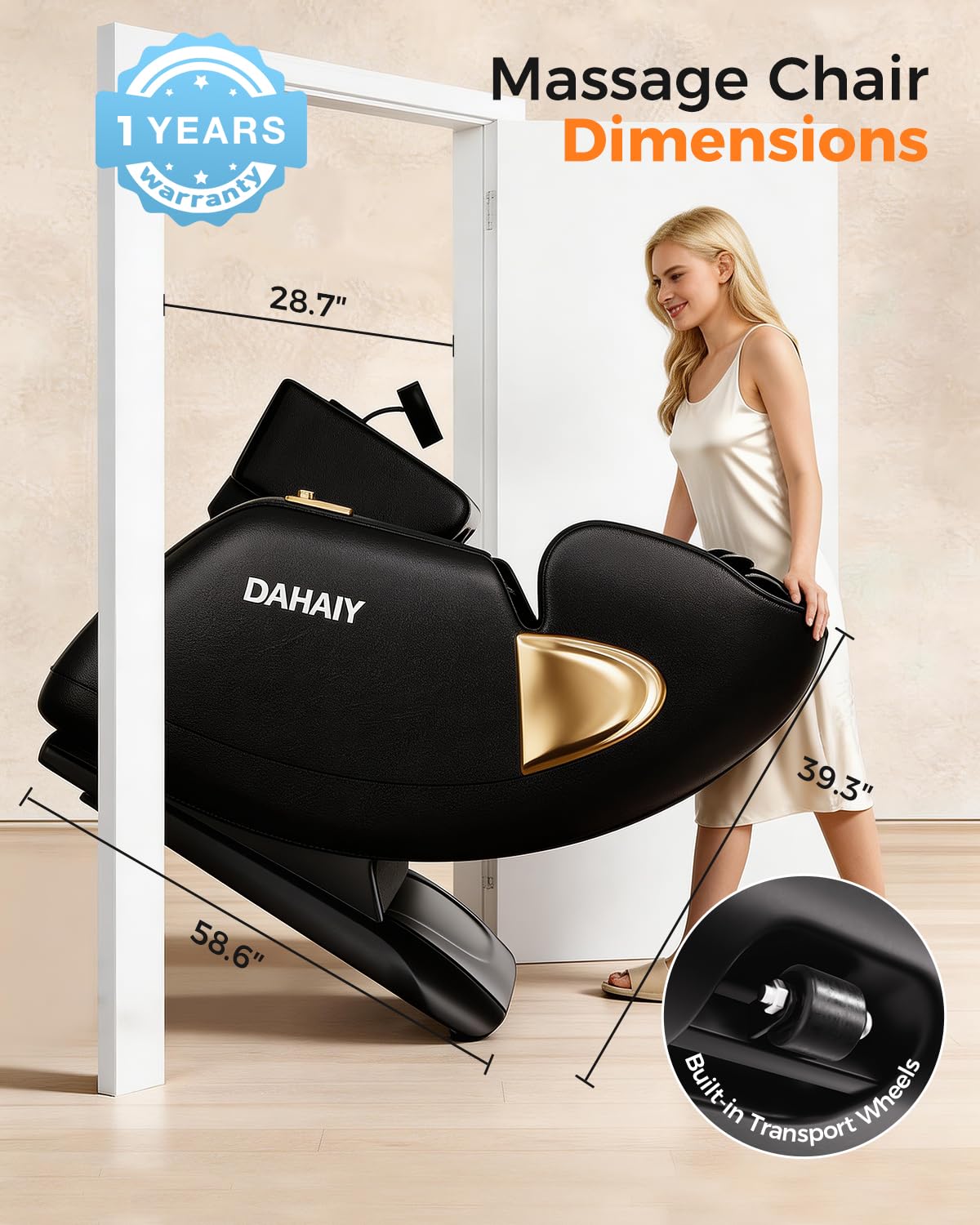 DAHAIY 𝟐𝟎𝟐𝟔 𝐍𝐞𝐰 𝐔𝐩𝐠𝐫𝐚𝐝𝐞 3D Massage Chair Full Body, AI voice control, PU Leather Zero Gravity Heated Back Foot Hand Massage Recliner Chairs, Living room furniture,Office,Portable - Black