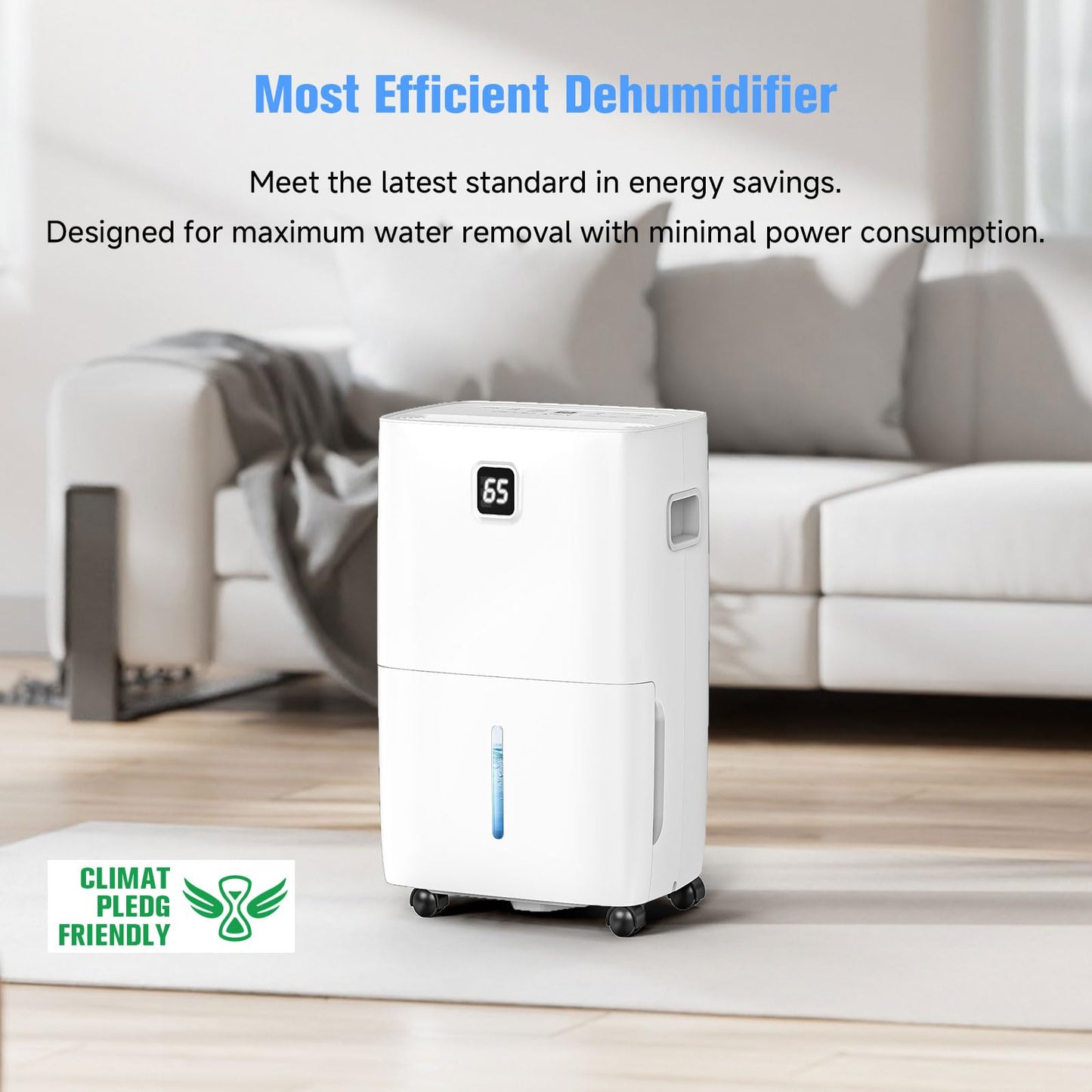Aqukesu 80 Pint Dehumidifier - Up to 5,000 Sq Ft, for Basement, Bedroom, Bathroom, Living Room, Home, Garage | 3 Fan Speeds, Smart Humidity Control, Auto Drain, Easy Move Wheels