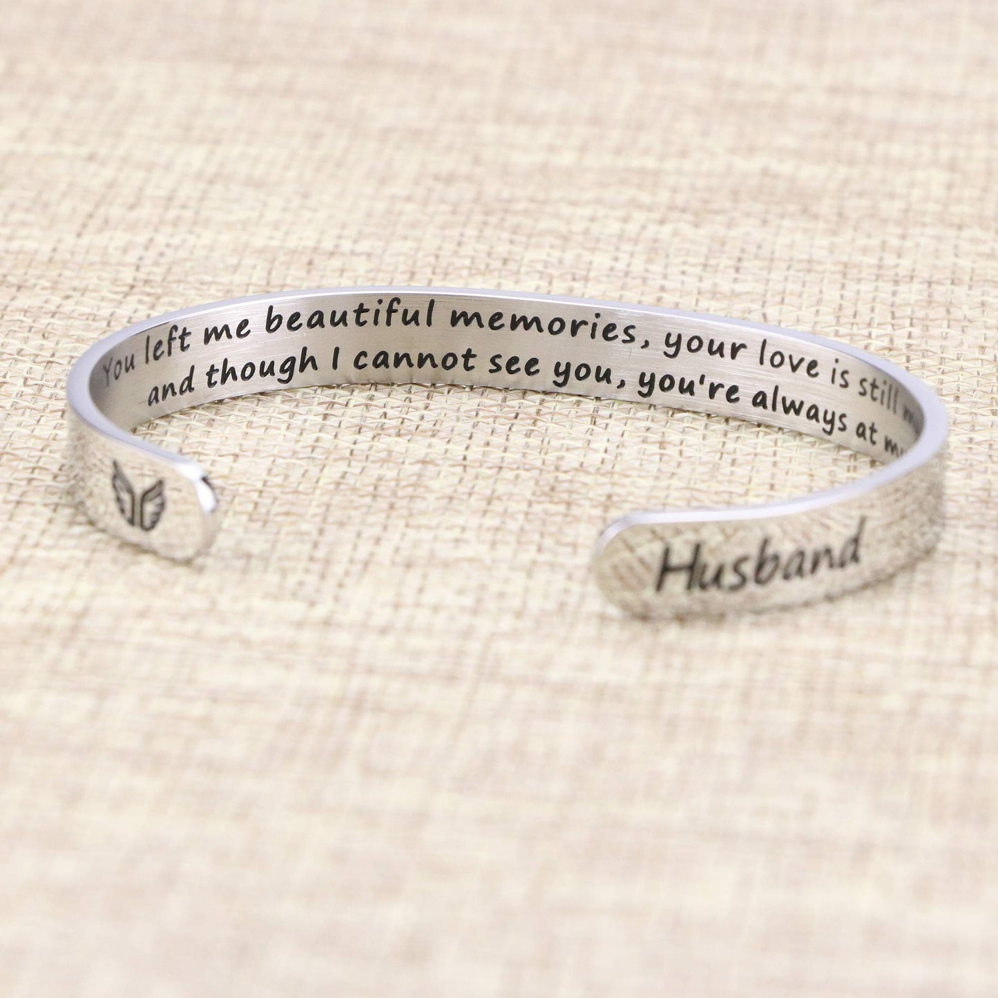 JoycuFF Memorial Gifts for Loss of Husband Jewelry Sympathy Bracelet Secret Message Engraved Grief Bereavement Gifts for Women